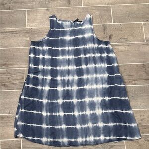 Stylish Blue and White Tie-Dye Tank Dress